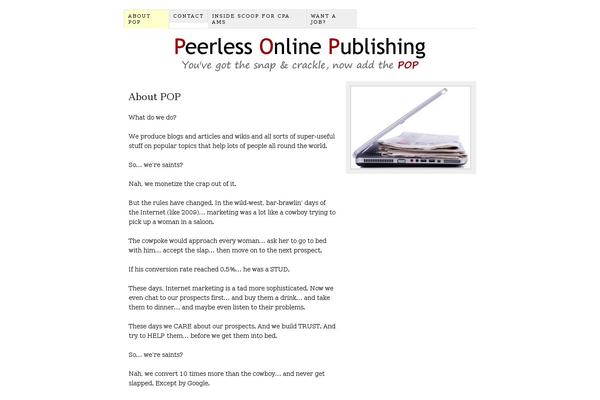peerlessonlinepublishing.com site used Thesis 1.6