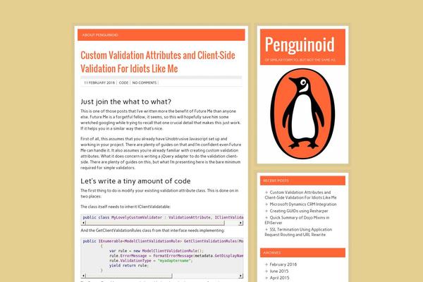 penguinoid.com site used zeeBizzCard