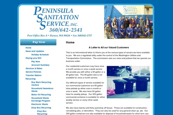 peninsulasanitationservice.com site used Harvest