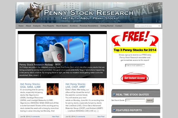 pennystockresearch.com site used Wp-clearv6.0