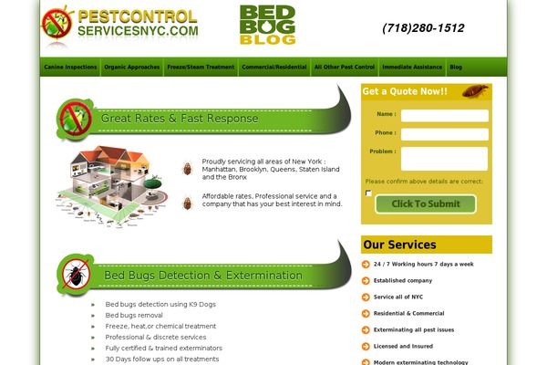 pestcontrolservicesnyc.com site used Pestcontrol