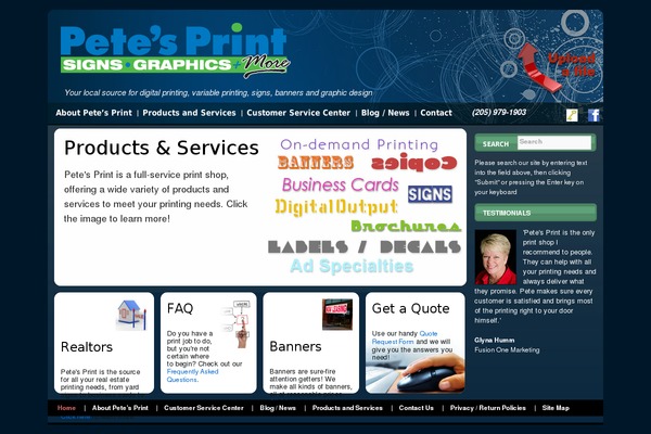 petesprint.com site used Pete
