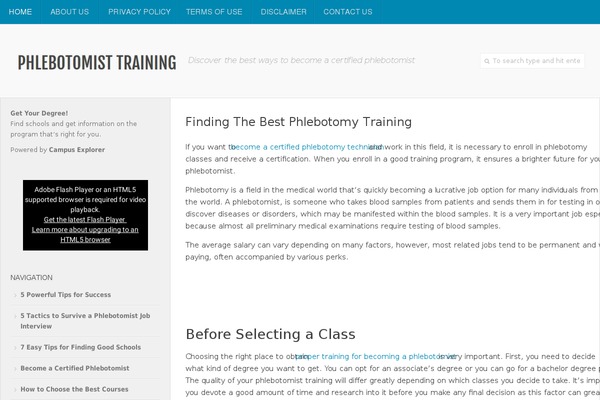 phlebotomy-classes.org site used Typegrid