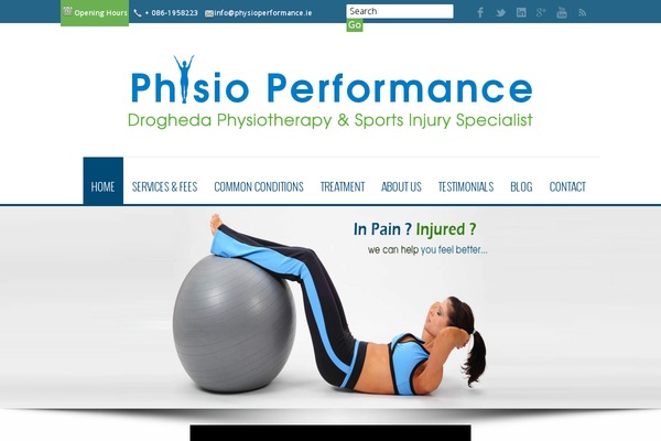 physioperformance.ie site used Physio