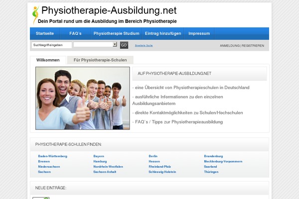 physiotherapie-ausbildung.net site used Onlinemarketing