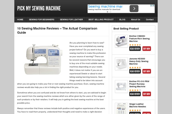 pickmysewingmachine.com site used Affiliatereviewplus