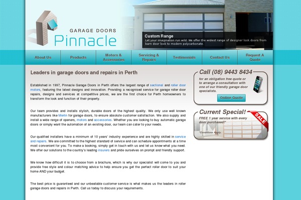 pinnaclegaragedoors.com.au site used Pinnaclegaragedoors