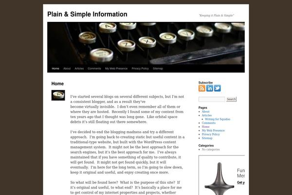 plainsimpleinformation.com site used Twenty Ten