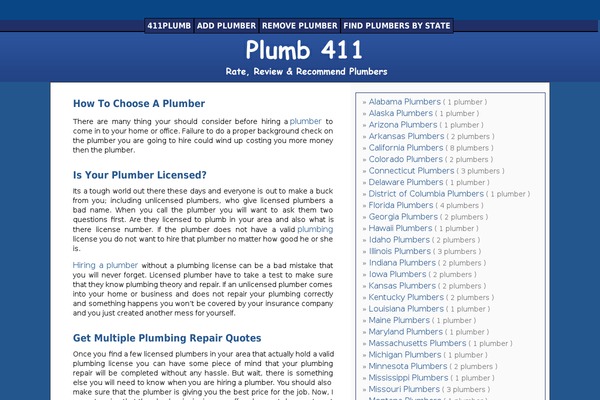 plumb411.com site used Plumb