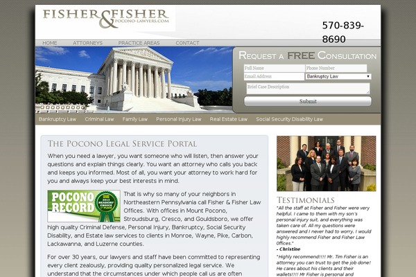 pocono-lawyers.com site used Fisherlaw-unc