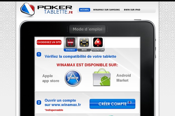 pokertablette.fr site used Tablet
