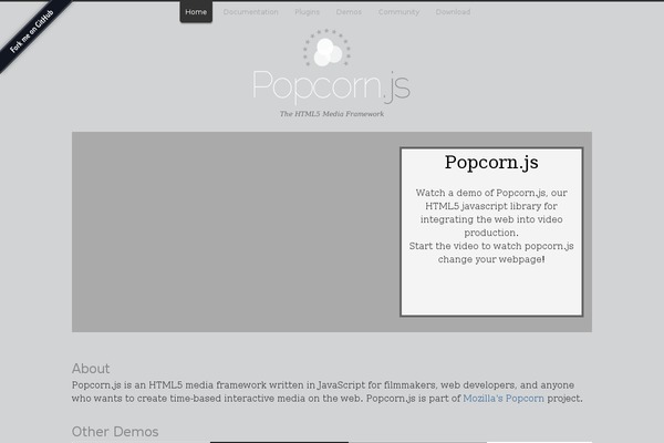 popcornjs.com site used Opensource-wordpress-theme