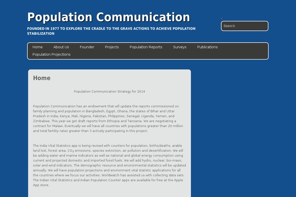 populationcommunication.com site used Parallax-effect