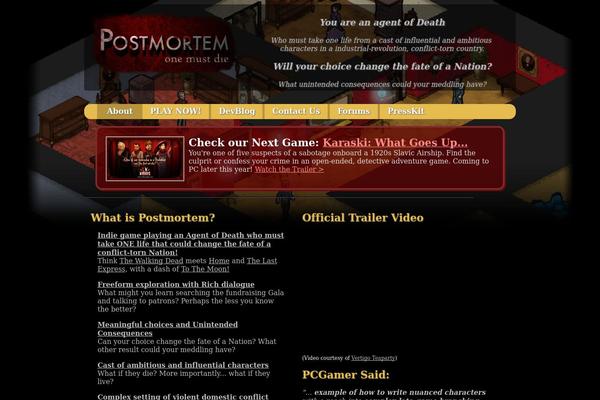 postmortemgame.com site used Postmortem_theme