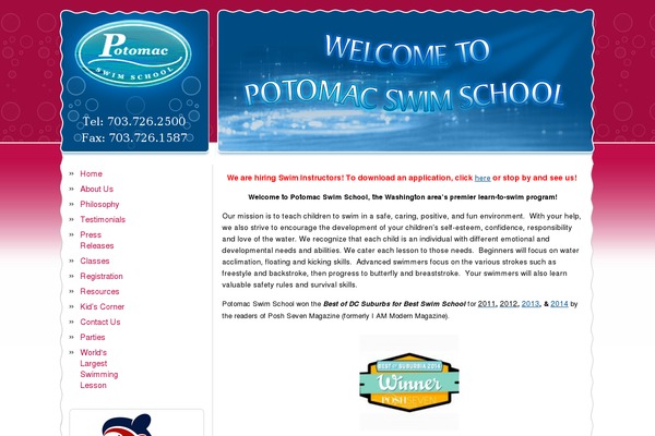 potomacswimschool.com site used Potomac