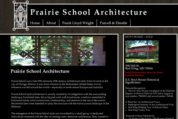 prairieschoolarchitecture.com site used Prairie