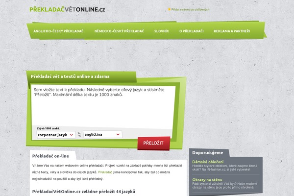 prekladacvetonline.cz site used Prekladac