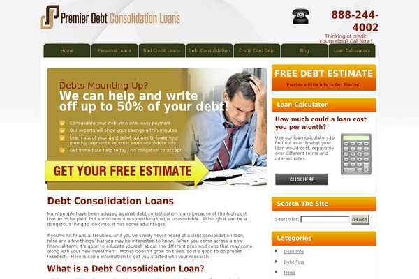 premierconsolidationloans.com site used Premier-debt