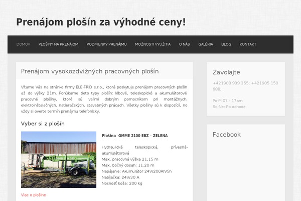 prenajomplosiny.com site used Motif-wpcom