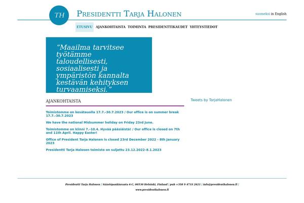 presidenthalonen.fi site used Thalonen