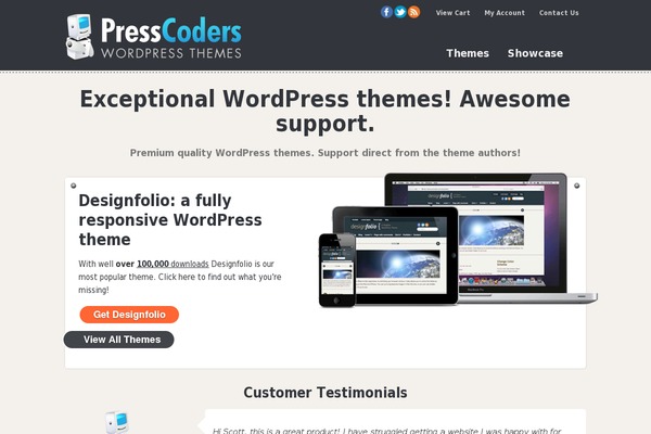 presscoders.com site used Designfolio Pro