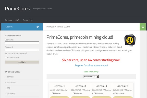 primecores.com site used Hueman