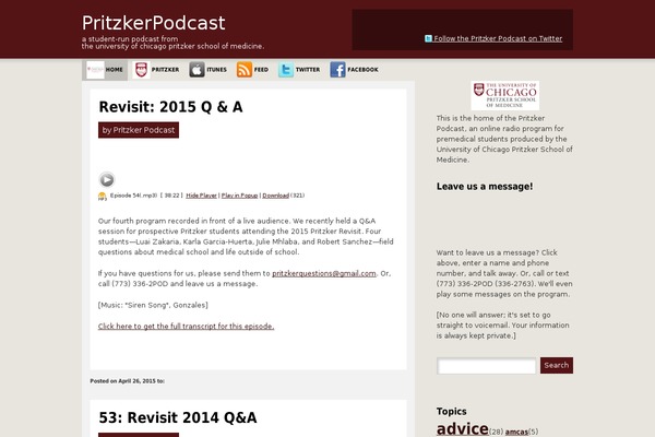 pritzkerpodcast.com site used Mocha-theme
