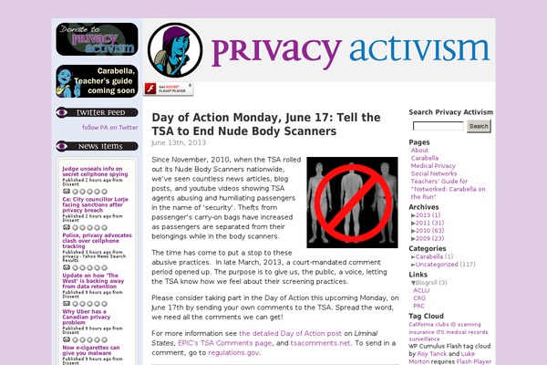 privacyactivism.org site used Privacyactivism