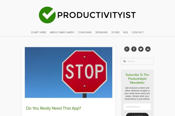 productivityist.com site used Expert-theme