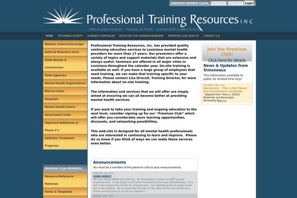 professionaltrainingresourcesinc.com site used Ptr