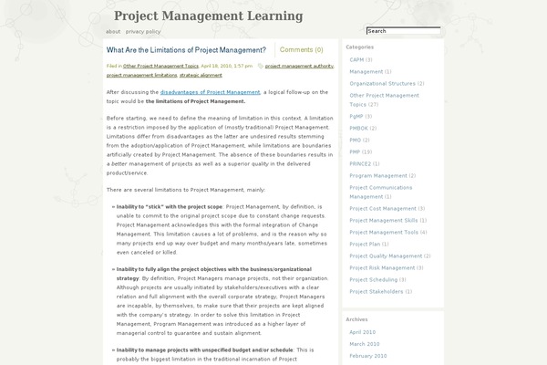 projectmanagementlearning.com site used Fauna