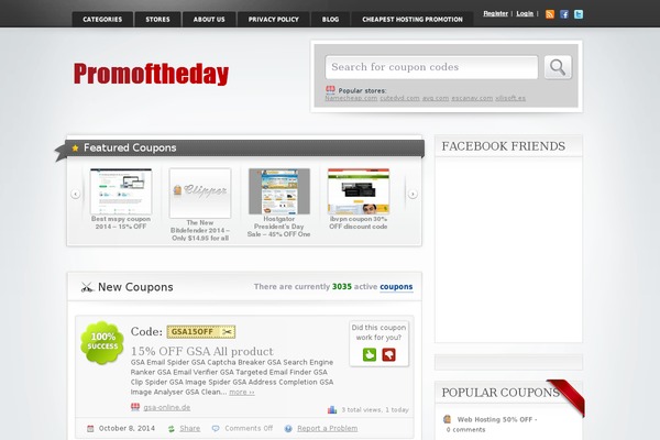 promoftheday.com site used Coupon