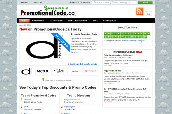 promotionalcode.ca site used Couponer