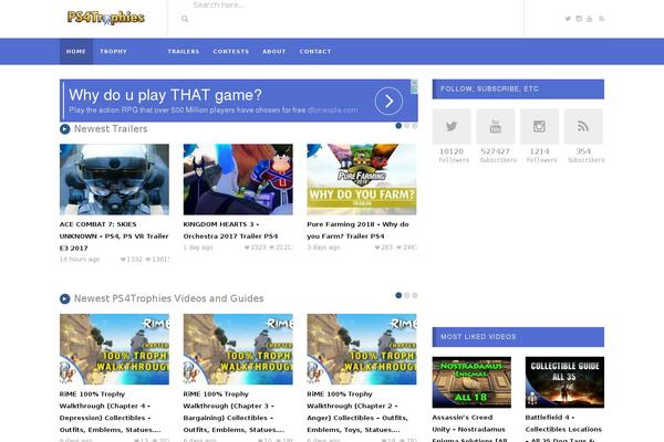 ps4trophiesgaming.com site used VideoTube Child