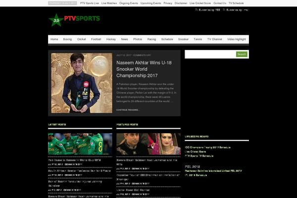 Sports website example screenshot
