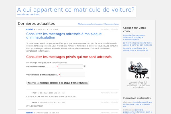 qui-a-cette-matricule.com site used P2