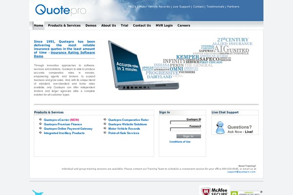 quotepro.com site used Divi Child