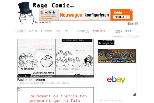 ragecomic.fr site used Ragecomic2