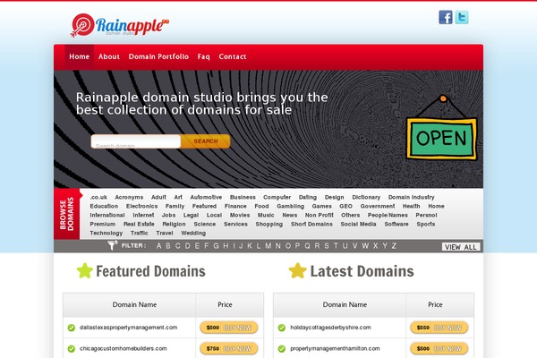 rainapple.com site used Domaincollect