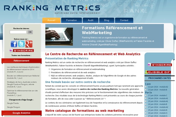 ranking-metrics.fr site used Ranking