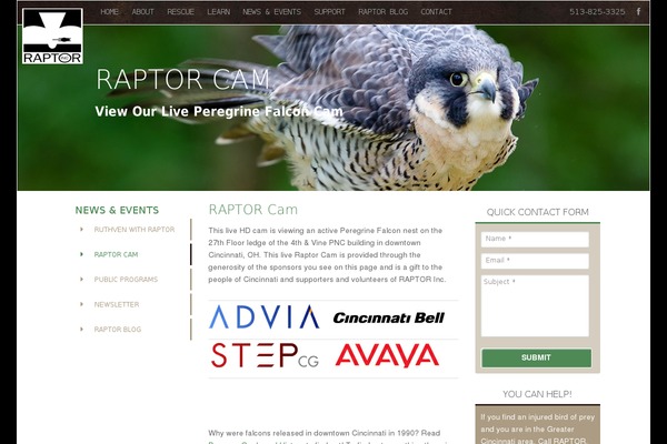 raptorcam.org site used Raptorcam