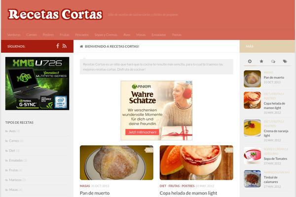 recetascortas.com site used Hueman