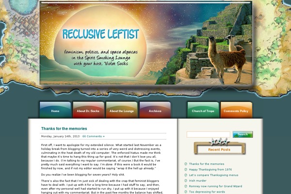 reclusiveleftist.com site used Space-alpaca