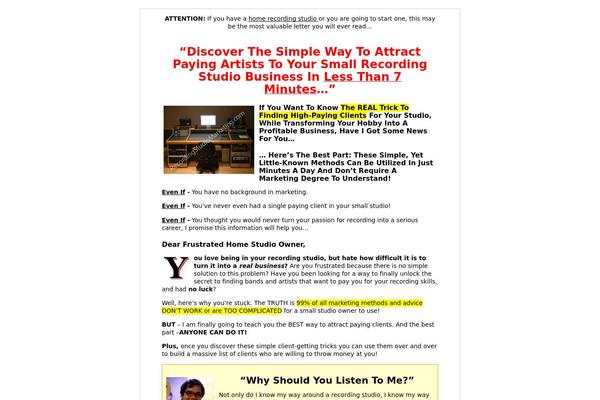 recordingstudiomarketing.com site used Videosalesletter