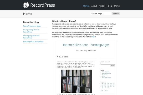 recordpress.org site used Recordpress