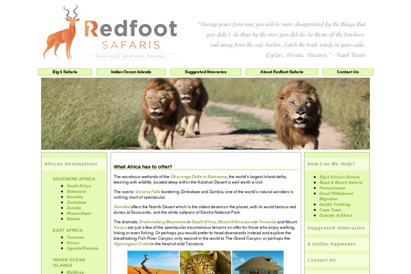 redfootsafaris.co.za site used Entrada