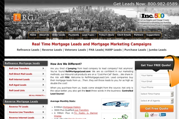 refimortgagelead.com site used Leadswarehouse