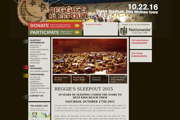 reggiessleepout.org site used Reggie