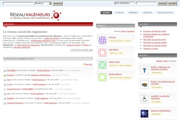 reseau-ingenieurs.com site used Buddypress-home