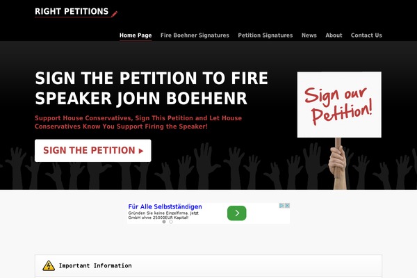 rightpetitions.net site used Petition-pro
